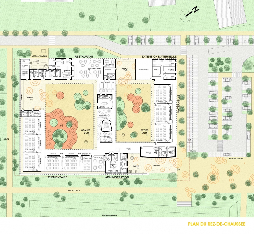 margerie & pasquet - école, Briarres sur Essonne, architecte, plan RDC