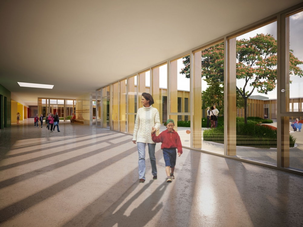 margerie & pasquet - école, Briarres sur Essonne, architecte, hall d'accueil